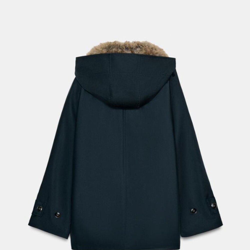 Zara Women's Coat with Faux Fur Collar - Picture 4 of 8